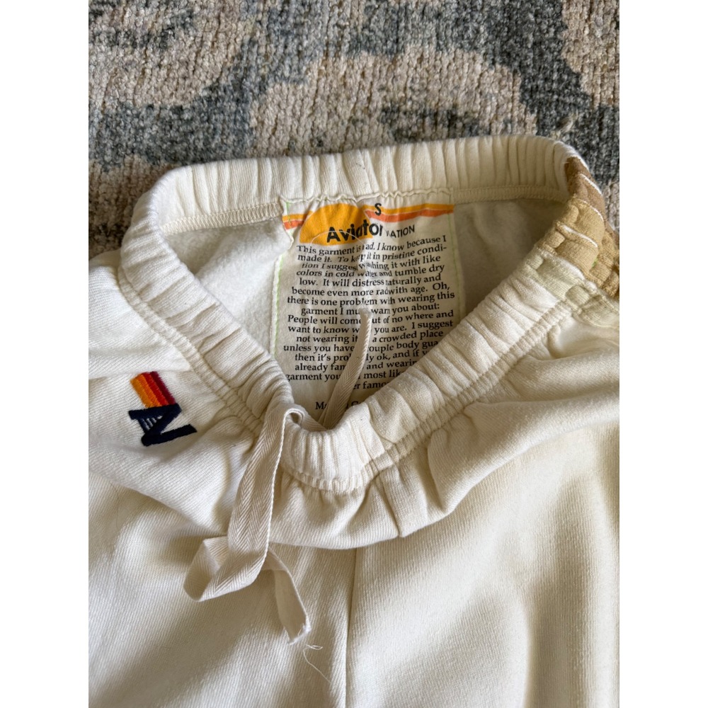 Aviator Nation 5 Stripe Sweatpants in Vintage White‎ Small Excellent Condition - Picture 4 of 4